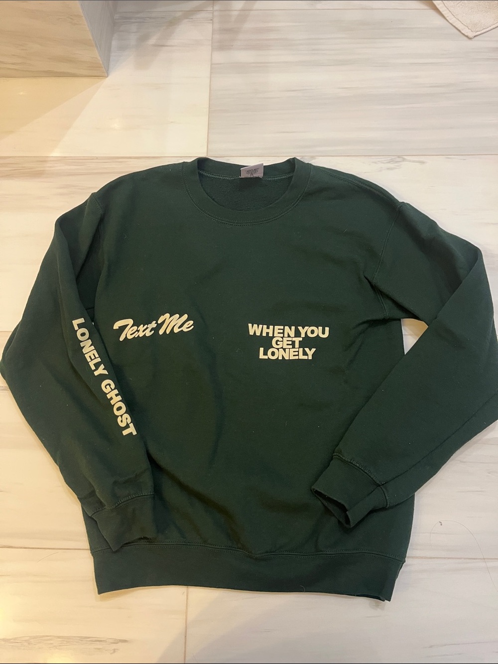 Lonely Ghost Text Me 'When You Get Lonely' Dark Green Sweatshirt